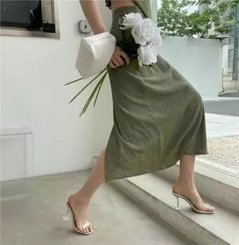 Прозрачные туфли на высоком каблуке универсальные удобные сексуальные темпераментные хрустальные сандалии женские уличные шлепанцы 35 белый