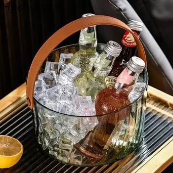 Прозрачные ведра для льда, декоративный охладитель для вина, пива, бара, кухни, бокала для шампанского, охладитель для фруктов, ведро для хранения виски синий