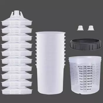 Прозрачные весы для распыления автомобильных красок, смешивания чашек с крышками, 10 шт., автомобильные чашки для распыления краски, мерные чашки для ухода за краской