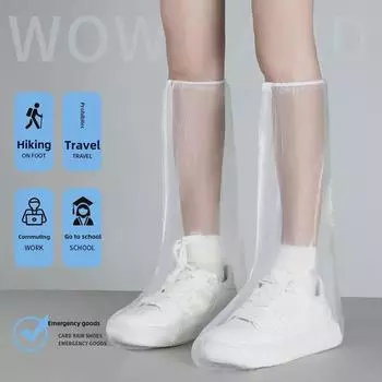 Прозрачные водонепроницаемые одноразовые бахилы — толстые, длинные и индивидуально упакованные для использования на открытом воздухе One Size