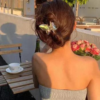 Прозрачные заколки-краб для волос в виде бабочки, заколки-подбородки в виде бабочки, милые цветные заколки-подбородки для девочек, женские аксессуары для волос