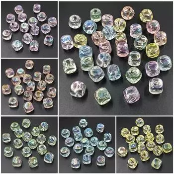 Прозрачный 10 шт., DIY бисерный материал, УФ-покрытие, цветное ожерелье, 14 мм, ювелирные аксессуары, квадратные модные кубические бусины, аксессуары для изготовления браслетов разноцветный