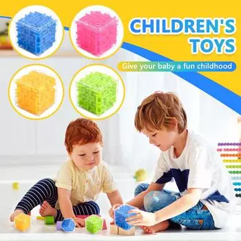 Прозрачный 3D движущийся шарик, трехмерный лабиринт, вращающаяся на 720 градусов дорожка, интеллектуальная головоломка, декомпрессионные кубики, игрушка One Size синий