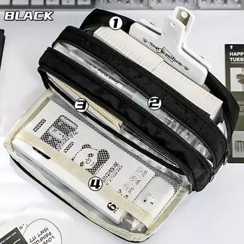 Прозрачный 5-слойный пенал большой емкости легкий пенал школьные принадлежности модные пеналы канцелярская сумка кавайи синий