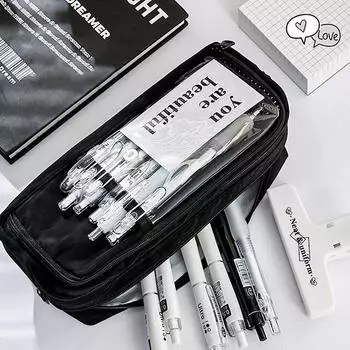 Прозрачный 5-слойный пенал большой емкости легкий пенал для ручек школьные принадлежности пеналы кавайная канцелярская сумка синий