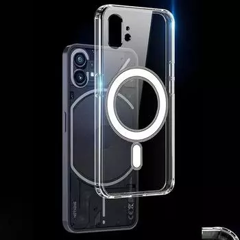 Прозрачный акриловый чехол для телефона Nothing 2 Магнитный прозрачный телефон для телефона Magsafe Чехол для телефона Nothing 1 2(2) Чехол Fundas Wireless Charging Magsafe For Nothing Phone 2 прозрачный