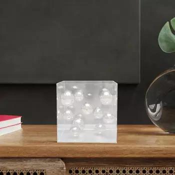 Прозрачный акриловый чехол, шар, украшение для стола, художественное произведение, коллекция памятных вещей, квадратная витрина 18cmx18cmx18cm серебряный