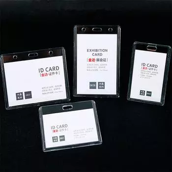 Прозрачный акриловый держатель для бейджа для персонала, медсестры, именные бейджи, чехол для рабочего пропуска, рукав для автобусной карты, идентификационный бейдж, защитный чехол