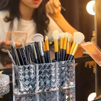 Прозрачный акриловый держатель для кистей для макияжа, органайзер для косметики, настольный контейнер для помады, настольный ящик для хранения косметики