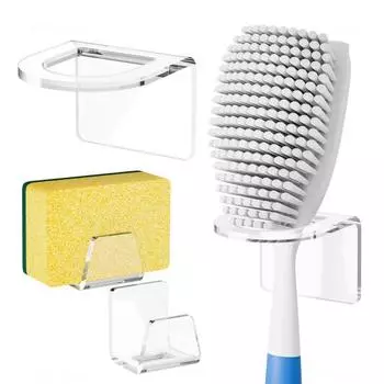 Прозрачный акриловый держатель для кухонной мойки, самоклеящийся, прочный, несущий нагрузку, простой монтаж, универсальный держатель для щетки и губки B