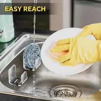 Прозрачный акриловый держатель для кухонной мойки, самоклеящийся, прочный, несущий нагрузку, простой монтаж, универсальный держатель для щетки и губки A