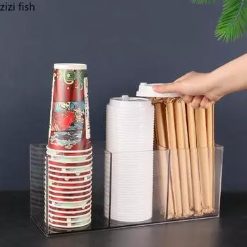 Прозрачный акриловый держатель для стаканов, коробка для салфеток, полка для хранения чашек с молоком и чаем, органайзер для салфеток, коробка для хранения