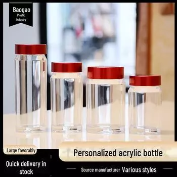 Прозрачный акриловый флакон-капсула для здоровья с шафраном, дендробиумом и женьшенем Panax Notoginseng 4x7cm/40ml