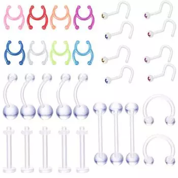 Прозрачный акриловый костюм для проколов, позволяющий избежать пор, носовой стержень, живот, пупок, язык, ногти, кольцо для губ