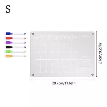 Прозрачный акриловый магнит на холодильник, наклейка, календарь, доска, планировщик, ежедневное, еженедельное, ежемесячное расписание, доска для сухого стирания для дома, школы, офиса S