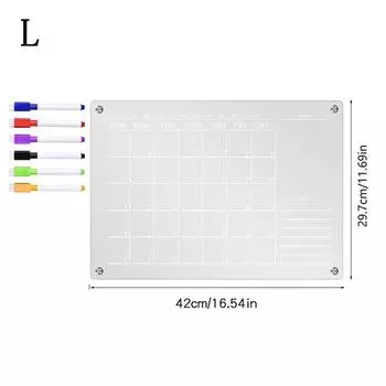 Прозрачный акриловый магнит на холодильник, наклейка, календарь, доска, планировщик, ежедневное, еженедельное, ежемесячное расписание, доска для сухого стирания для дома, школы, офиса L