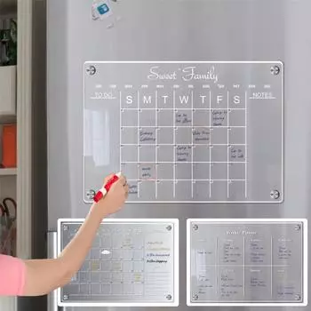 Прозрачный акриловый магнит на холодильник, наклейка, календарь, еженедельный планировщик, доски объявлений, многоразовая магнитная доска для сухого стирания для домашнего офиса