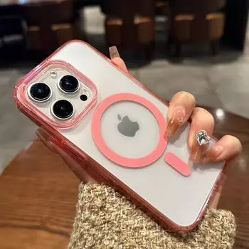 Прозрачный акриловый магнитный чехол для телефона с беспроводной зарядкой для iPhone 11 12 13 14 15Pro Max противоударный чехол из мягкого ТПУ For iPhone 11