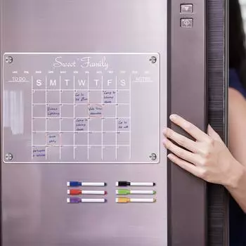 Прозрачный акриловый магнитный календарь для холодильника доска для сухого стирания холодильник акриловая доска планировщик расписания доска список дел