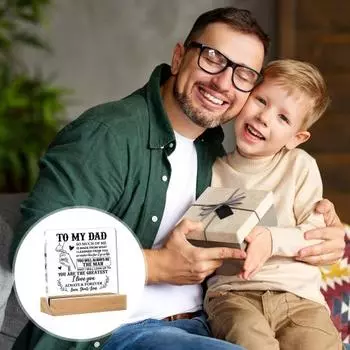 Прозрачный акриловый орнамент с деревянной основой Подарок на День отца от сына Декор для стола Печатный прозрачный акриловый блок Подарок на день рождения для папы белый