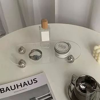 Прозрачный акриловый поднос для хранения, круглые овальные подносы, металлические ножки, настольная тарелка для хранения, домашний декор, реквизит для фотографий, демонстрационная тарелка