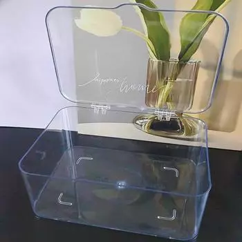 Прозрачный акриловый ящик для хранения масок для лица, водонепроницаемый, пылезащитный, настольный органайзер для ювелирных изделий и косметики с крышкой