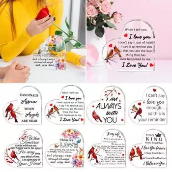 Прозрачный акриловый сердечный орнамент, настольный декор, напечатанный прозрачный акриловый блок, отдельно стоящее сердце