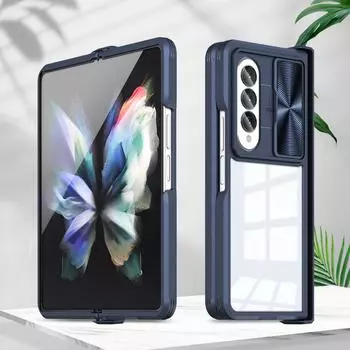 Прозрачный акриловый складной чехол с защитой от падения для Samsung Galaxy Z Fold4 5g Fold 4, защитные чехлы для мобильных телефонов с камерой for samsung Z Fold 4 темно-синий