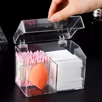 Прозрачный акриловый ватный тампон для хранения макияжа, ватный тампон, ватные диски, органайзер, коробка, косметический держатель прозрачный