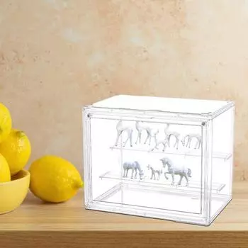 Прозрачный акриловый витрина, 3-х уровневая полка для хранения, большая вместимость, пыленепроницаемая, простая сборка, штабелируемый дизайн, ящик для хранения экшн-фигурок чистый