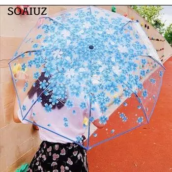 Прозрачный автоматический открытый и закрытый складной ветрозащитный зонт для путешествий, женский зонт от солнца и дождя, автоматический компактный ветрозащитный стильный мужской зонт красный