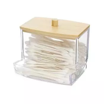 Прозрачный бамбуковый чехол для хранения ватных палочек с ромбовидным узором square ball transparent cover прозрачный