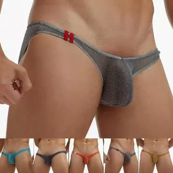 Прозрачный бандаж, выпуклая сумка, стринги, нижнее белье с низкой посадкой, дышащие популярные мужские трусы-стринги M