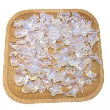 Прозрачный бант, 10 шт., украшение в виде бабочки, аксессуары для браслета, ожерелья, изготовление бусин, сделай сам, материал из бисера, цветок, лазер, акрил, Aurora Dazzle Big Bowknot 33*22mm