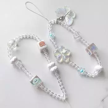 Прозрачный бант для мобильного телефона шнурок ручной работы из бисера цепочка для мобильного телефона простая модная сумка кулон брелок веревка унисекс A1
