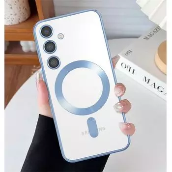 Прозрачный беспроводной чехол с покрытием для Samsung Galaxy S24 S23 S22 S21 S20 FE Ultra Plus Case Note 20 Ultra MagSafe с магнитным корпусом, линза For Galaxy S23FE