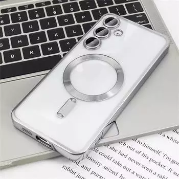 Прозрачный беспроводной чехол с покрытием для Samsung Galaxy S24 S23 S22 S21 S20 FE Ultra Plus Case Note 20 Ultra MagSafe, слабый магнитный чехол Samsung Note 20 Ultra чёрный