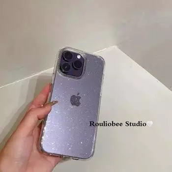 Прозрачный блестящий чехол для iPhone 11, 12, 13, 14Pro Max, XS, XR iPhone 15 Plus
