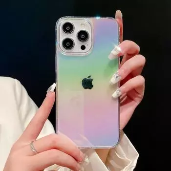 Прозрачный блестящий чехол для телефона с лазерным гальваническим покрытием для iPhone 11 12 13 14Pro 15 Pro Max 14, противоударный бампер, жесткий чехол из поликарбоната For iPhone 11
