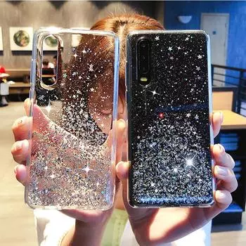 Прозрачный блестящий чехол со звездами для Huawei P20 P30 P40 Mate 20 30 Honor 20i 10 9 V9 V10 V20 V30 Pro Lite Plus, мягкий чехол из ТПУ для телефона For Huawei Mate 40 розовый