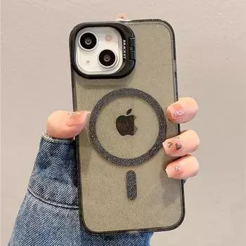 Прозрачный блестящий магнитный держатель для объектива с присоской для iPhone 16 Pro Max, защитный чехол от падения Apple 14 iPhone 14 Pro Max