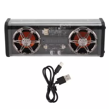 Прозрачный Bluetooth-динамик 2x5 Вт сабвуфер Портативные беспроводные Bluetooth-динамики 5.3 с красочными чёрный