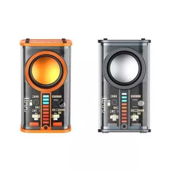 Прозрачный Bluetooth-динамик, мини-аудио, в стиле киберпанк, небольшой портативный 3D-сабвуфер с объемным звуком, звуковая коробка RGB оранжевый