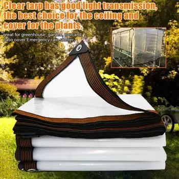 Прозрачный брезент для сада, непромокаемое покрытие с веревкой, многофункциональный водонепроницаемый брезент для растений на патио, навес для кемпинга A