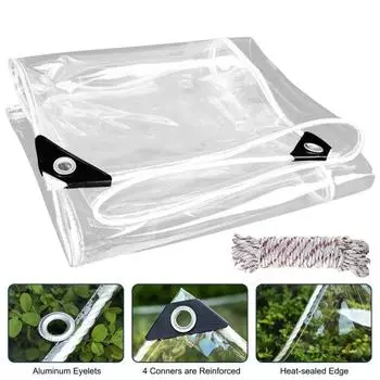 Прозрачный брезент с прокладками Прочный водонепроницаемый материал с усиленным краем, устойчивый к разрыву 150x200cm