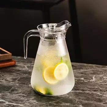 Прозрачный чайник для холодного чая, устойчивый к высоким температурам, кувшин для домашнего сока, кофе 1L