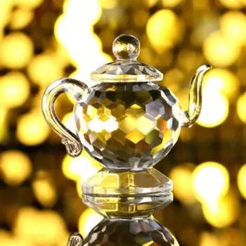 Прозрачный чайник, скульптура, украшение, мини-коллекция стеклянных чайников, украшение, хрустальный чайник, статуэтка, бар Crystal Teapot Figurine