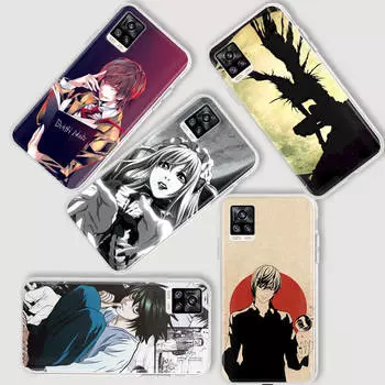 Прозрачный чехол AD88 Death Note для Samsung A04 A14 A23 A34 A54 M23 M33 M52 M53 Realme 10 9 C30S C35 C55 VIVO Y02 Y21 Y33S Y51 X80 V25 Samsung M53 5G кожа буйвола