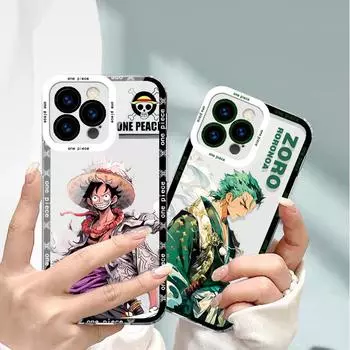 Прозрачный чехол «Ангельские глазки» для Apple 14 Pro Max, iPhone 15 Plus, XR — дизайн Луффи и Зоро. iPhone 15 Pro