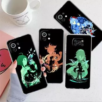 Прозрачный чехол аниме Genshin Impact для Xiaomi Mi Poco X3 NFC M3 Pro F3 F1 11 Lite 12 Note 10 11T 9T, прозрачный чехол для телефона Xiaomi Poco F3